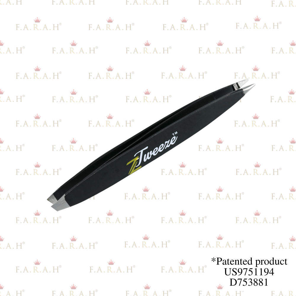 Z-Tweeze® Tweezer’s slanted tip for shaping and defining eyebrows